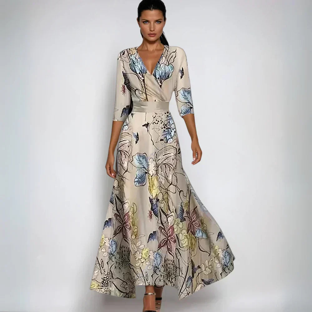 Lindsey - Elegant Wrap Dress with Floral Pattern