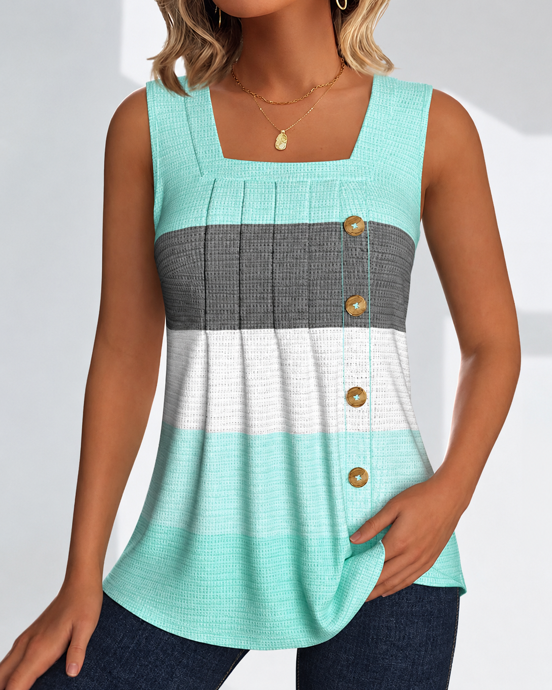 Panbela - Striped Pleated Blouses