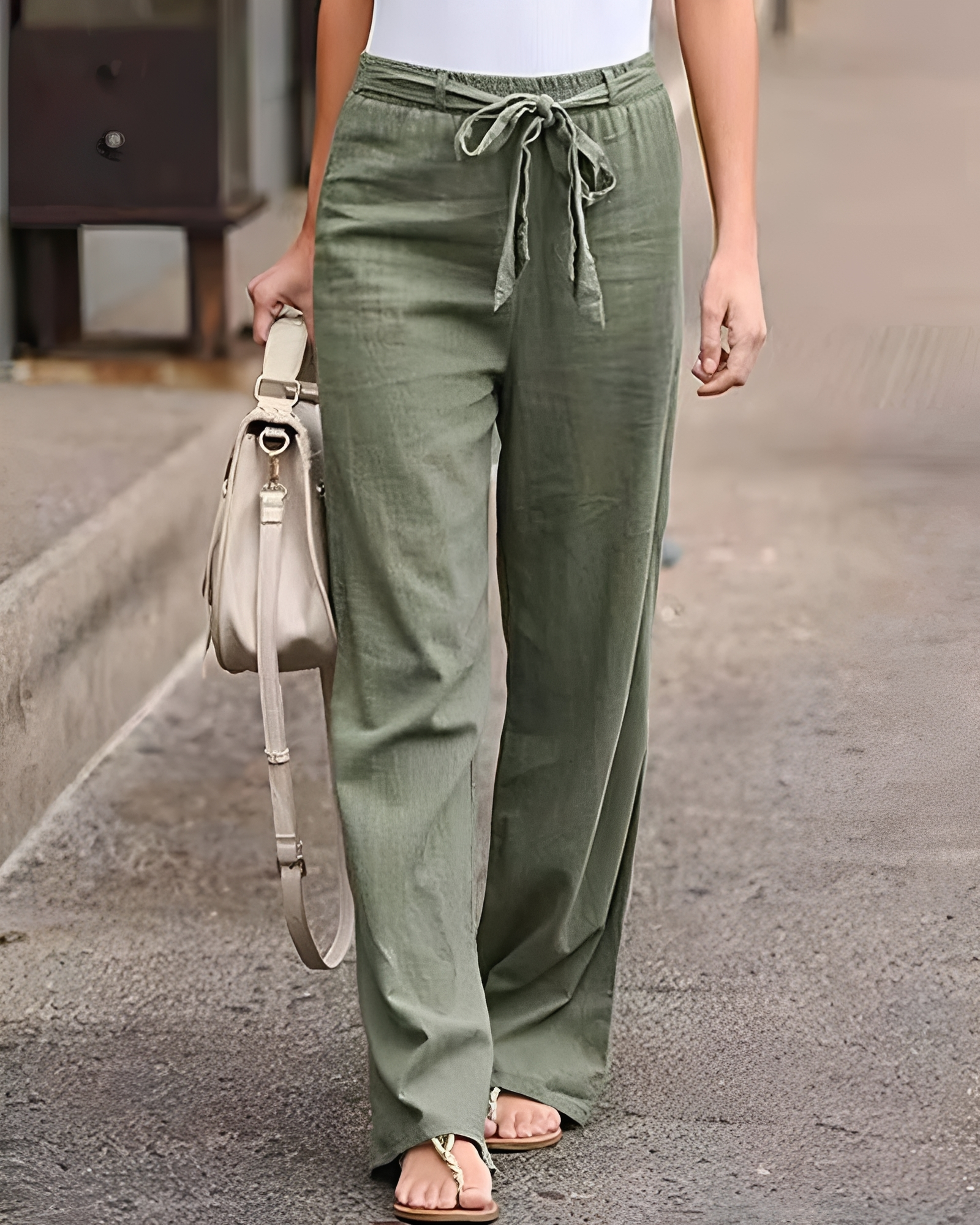 Saniyah - Stretchy Waist Drawstring Trousers
