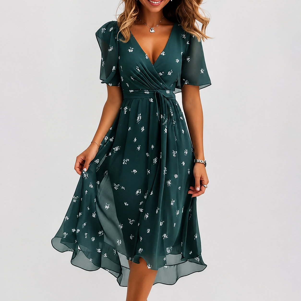 Luella - Flowy V-Neck Midi Dress
