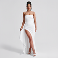 Vicki - Elegant Strapless Slit Dress