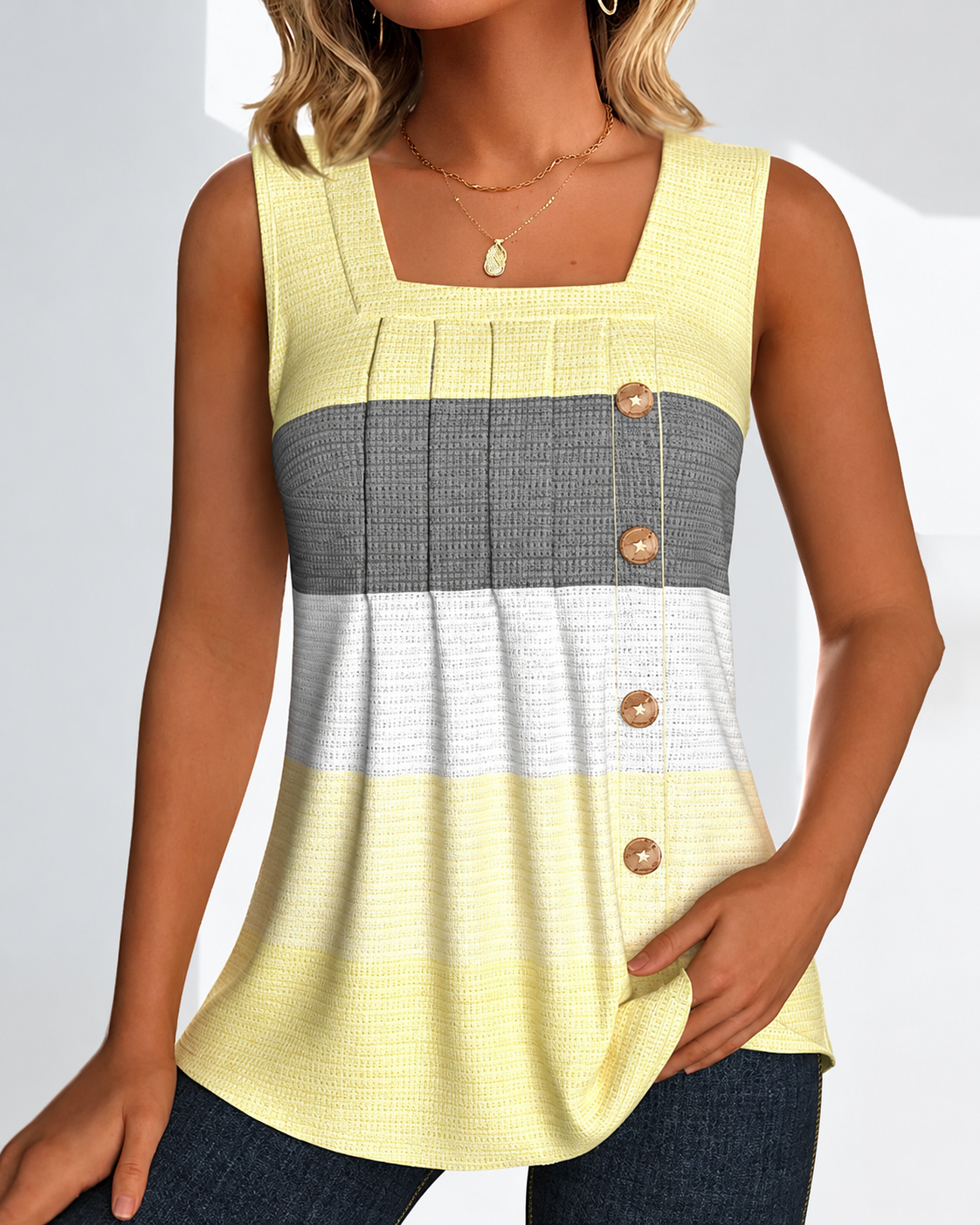 Panbela - Striped Pleated Blouses