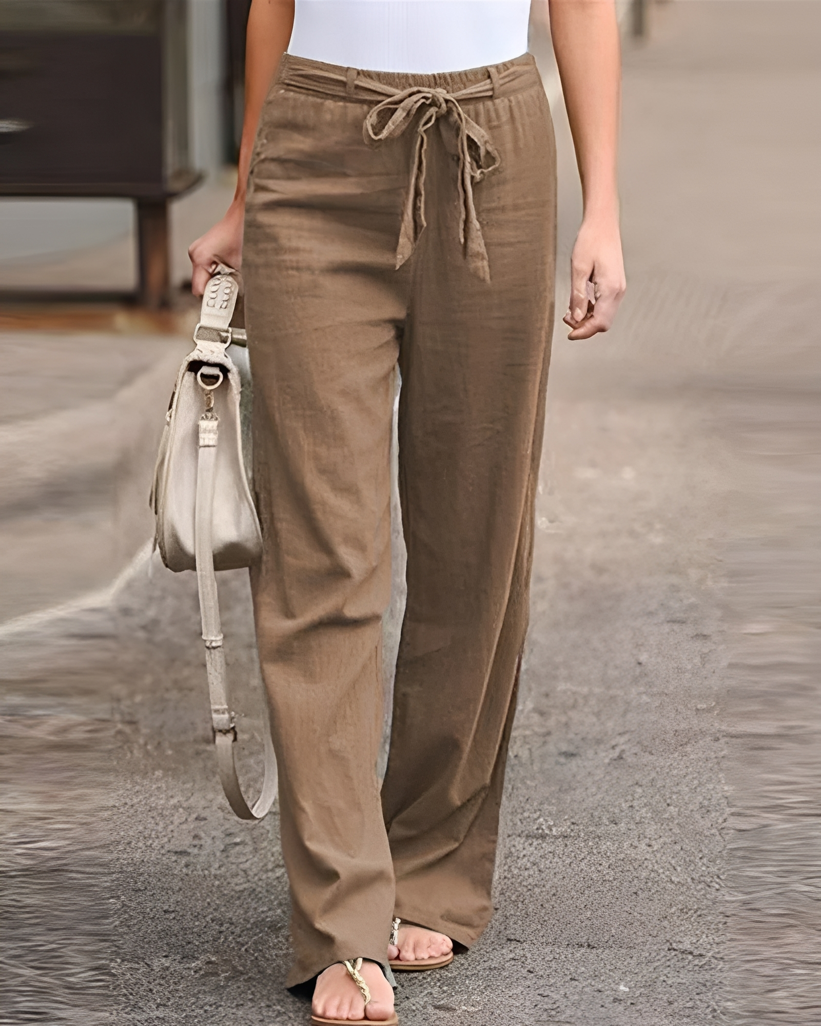 Saniyah - Stretchy Waist Drawstring Trousers