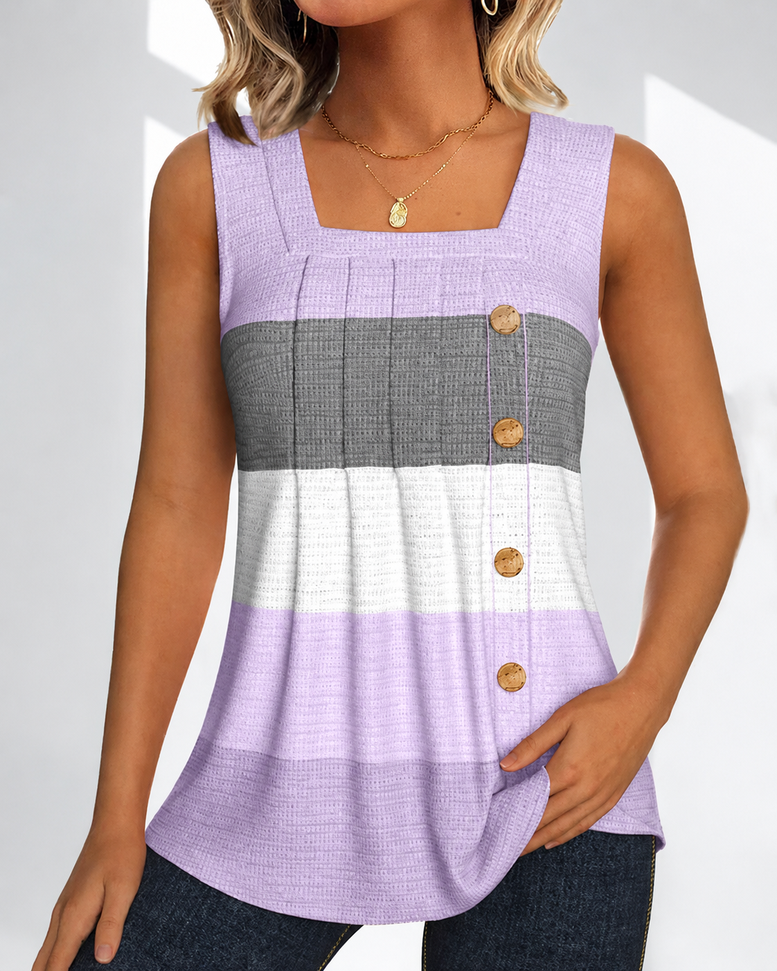 Panbela - Striped Pleated Blouses
