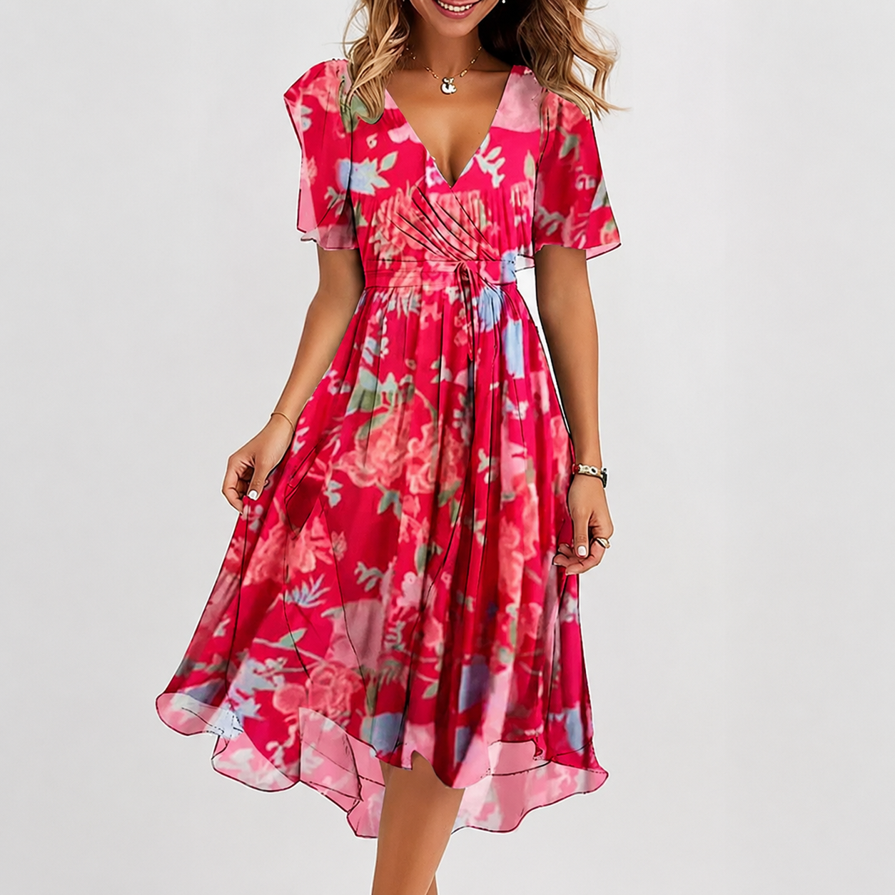 Luella - Flowy V-Neck Midi Dress