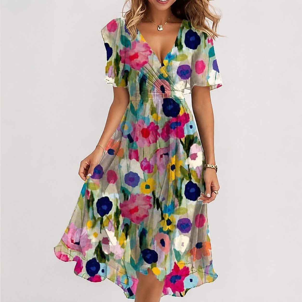 Luella - Flowy V-Neck Midi Dress