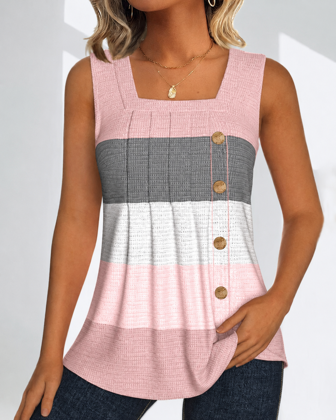 Panbela - Striped Pleated Blouses