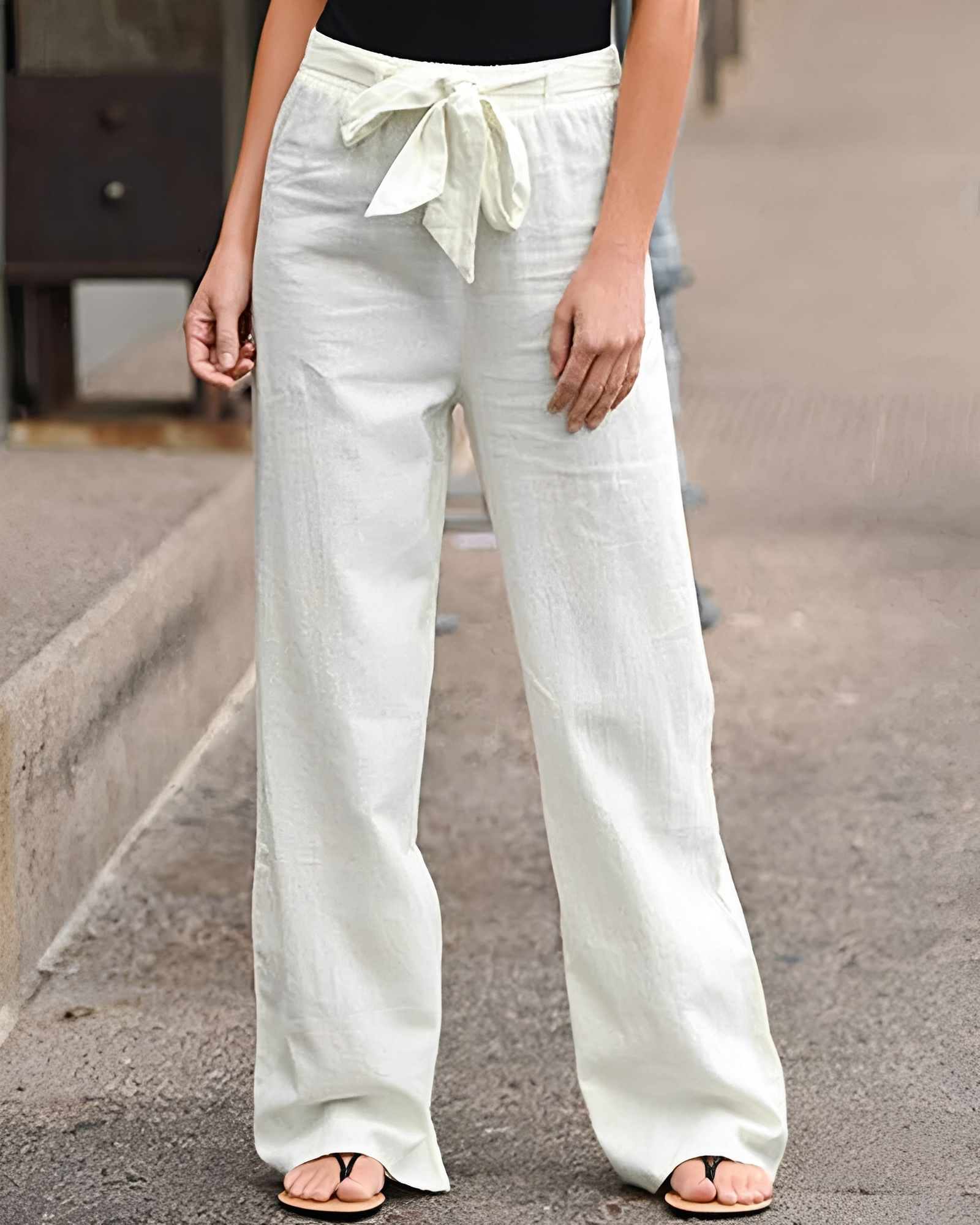 Saniyah - Stretchy Waist Drawstring Trousers