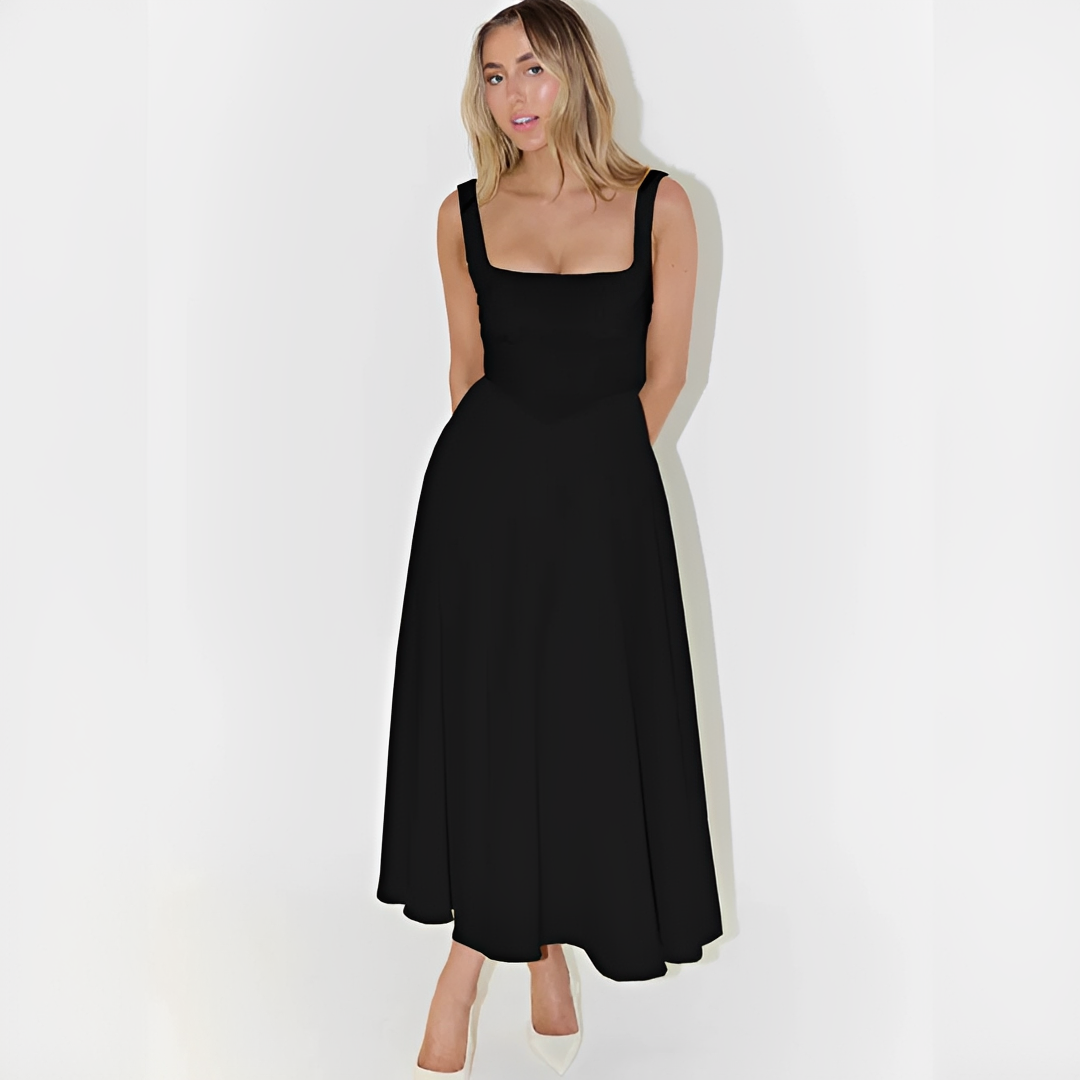 Fioren - Stylish Square Neck Midi Dress