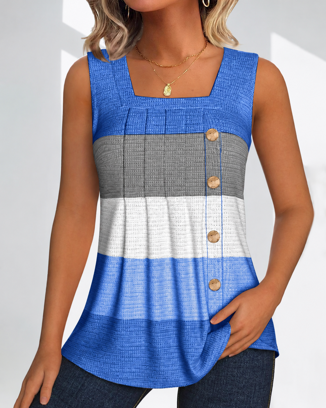 Panbela - Striped Pleated Blouses