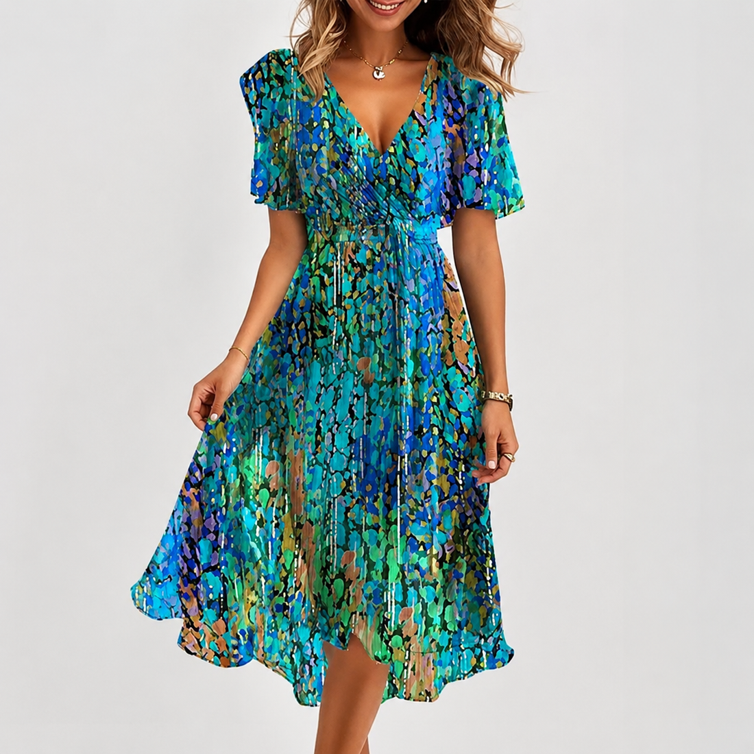 Luella - Flowy V-Neck Midi Dress