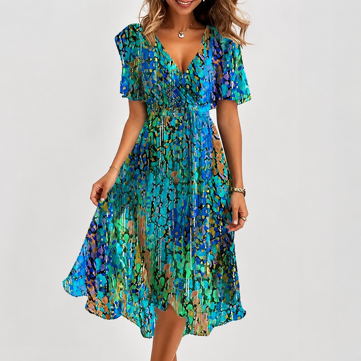 Luella - Flowy V-Neck Midi Dress