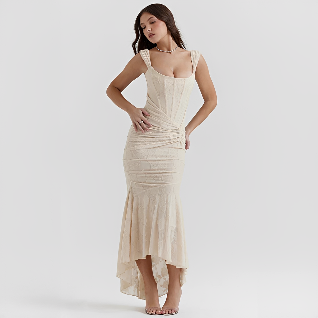 Cynthia - Graceful Waist-Tied Midi Dress