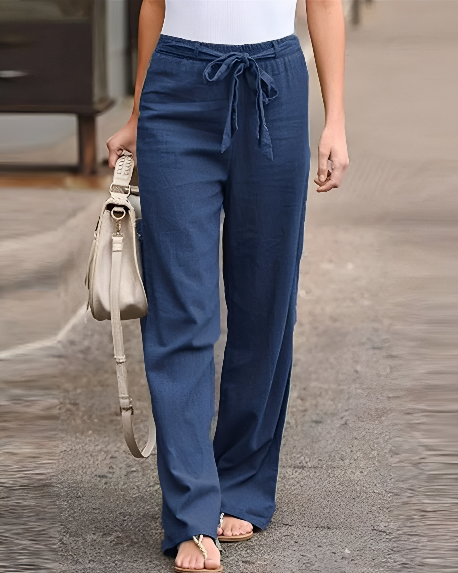 Saniyah - Stretchy Waist Drawstring Trousers