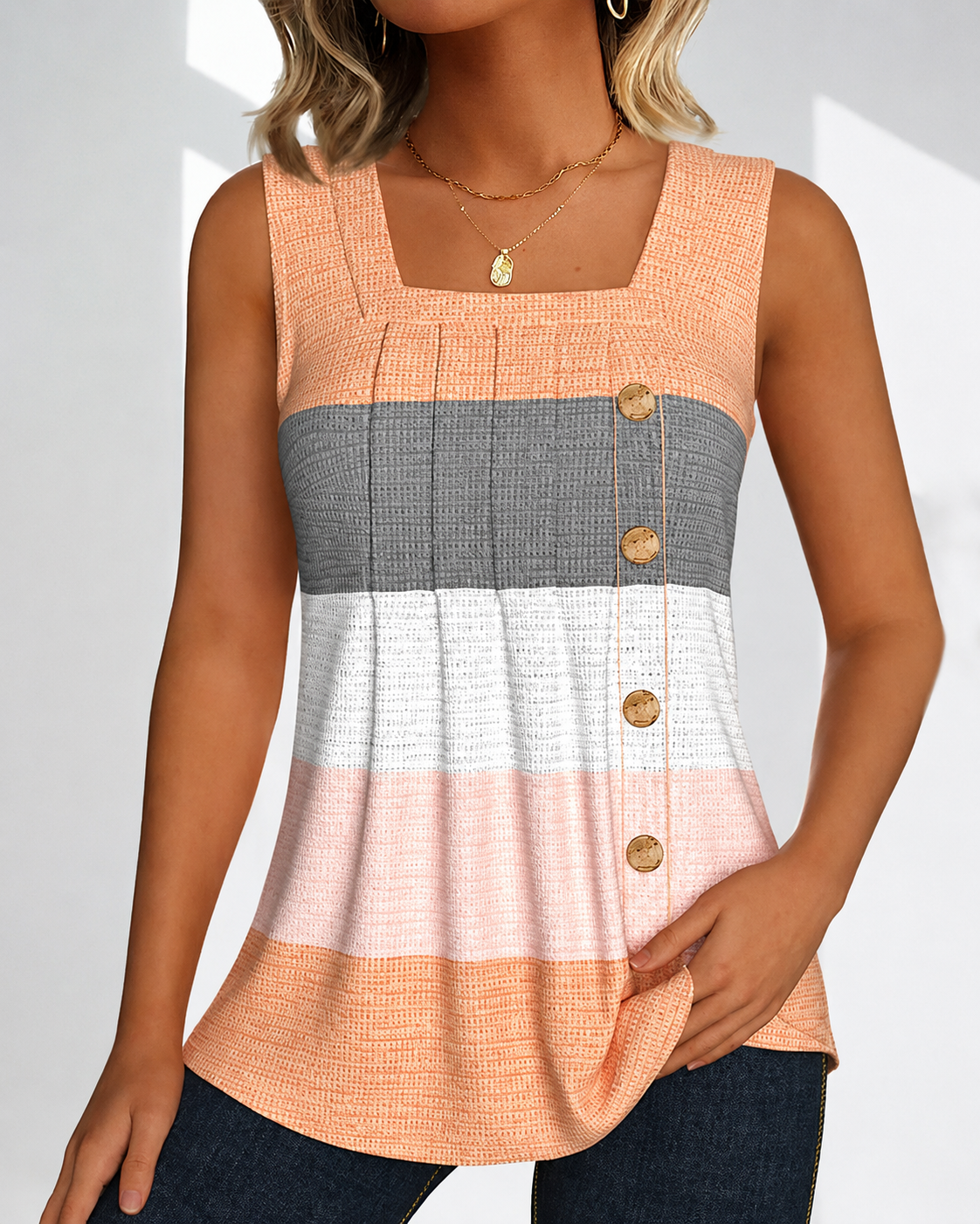 Panbela - Striped Pleated Blouses