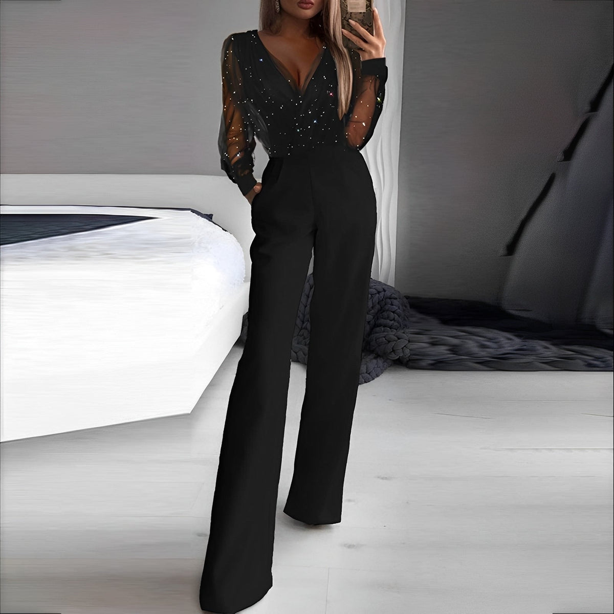 Catherina - Chic Women's Jumpsuit with V-Neck