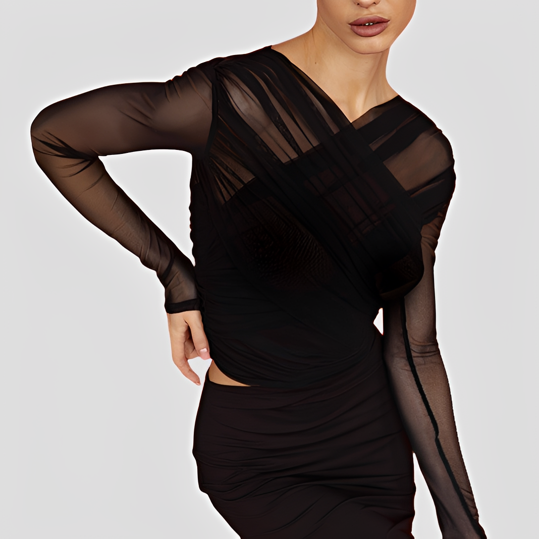 Cara - Stylish Ruched Long Sleeve Blouse