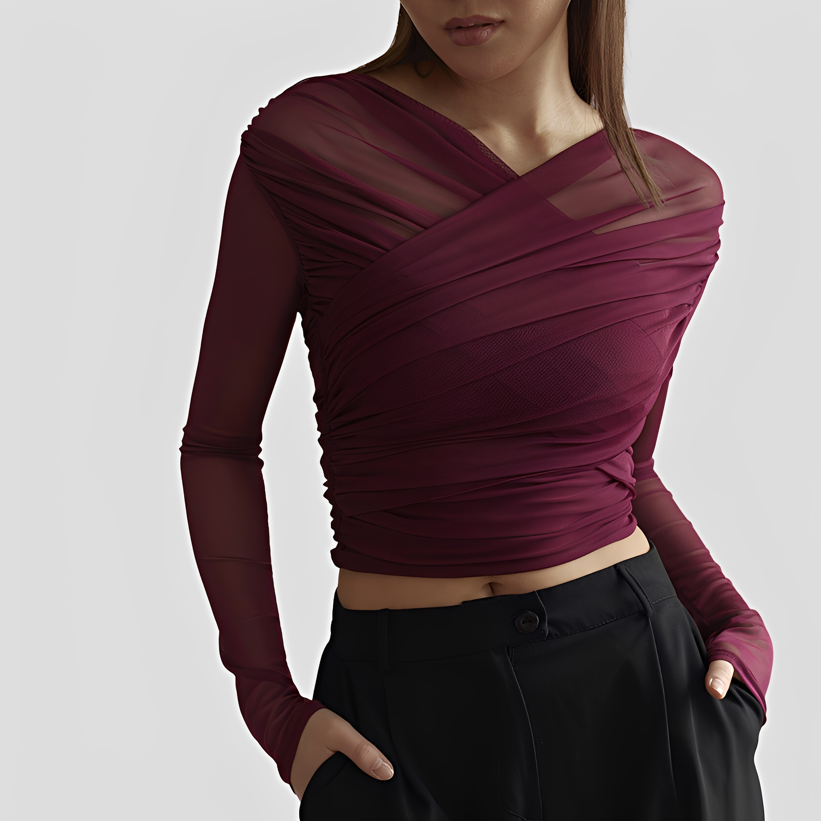 Cara - Stylish Ruched Long Sleeve Blouse