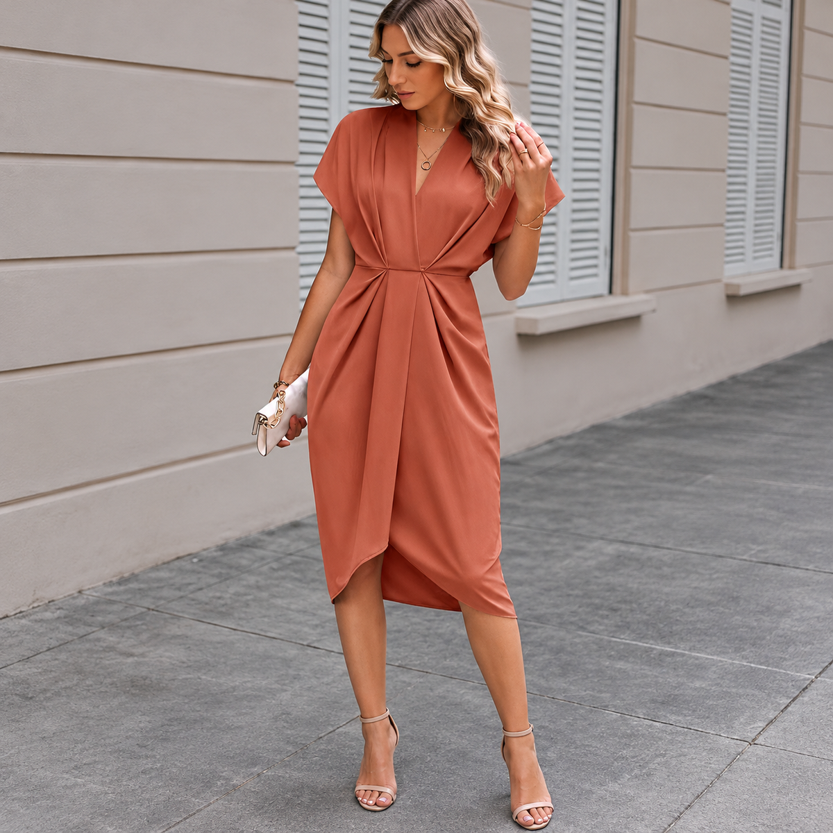 Kaye – Cape Dress in Midi Length