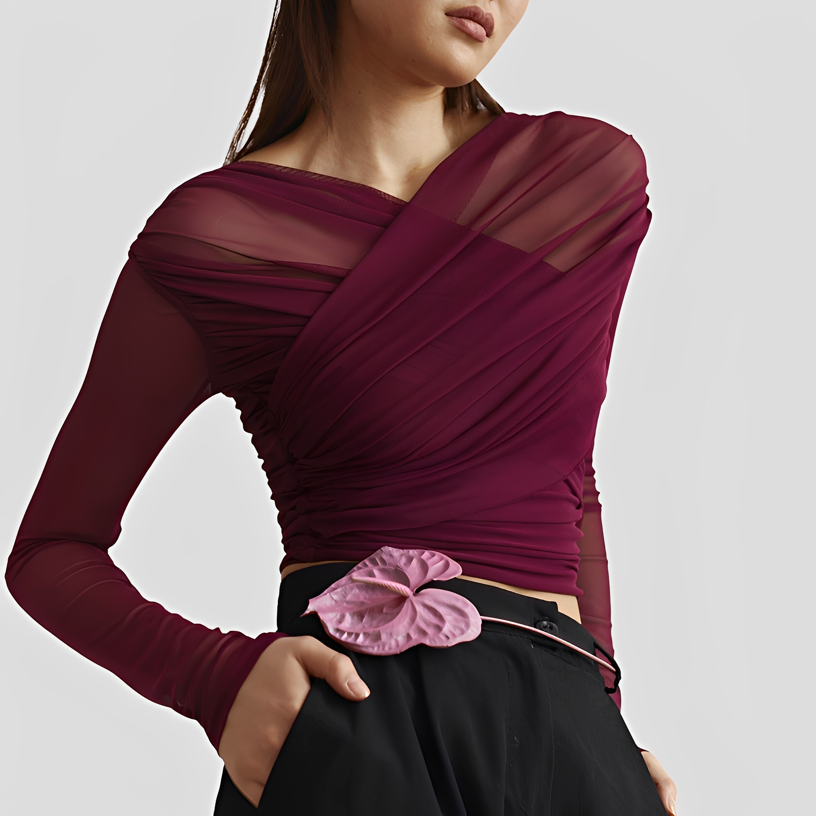 Cara - Stylish Ruched Long Sleeve Blouse