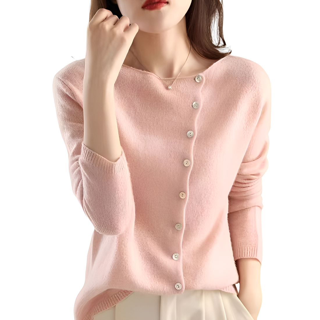 Joann - Fashionable, Lightweight Women's Sweater with Buttons