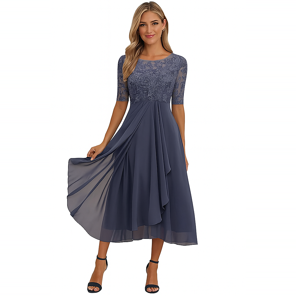 Ximena - Elegant Ladies Dress with Lace to the Knee