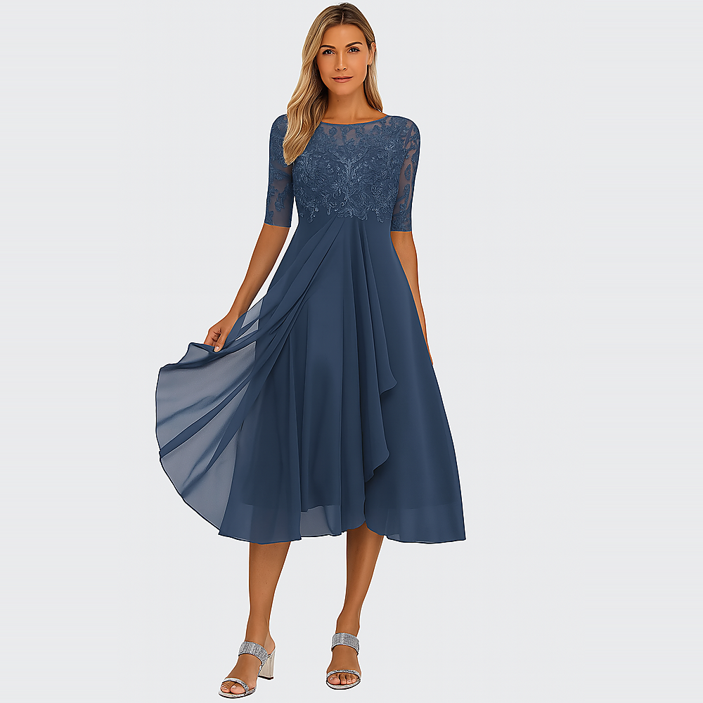 Ximena - Elegant Ladies Dress with Lace to the Knee