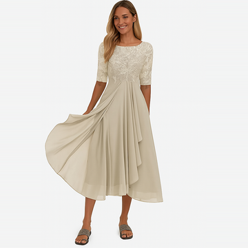 Ximena - Elegant Ladies Dress with Lace to the Knee