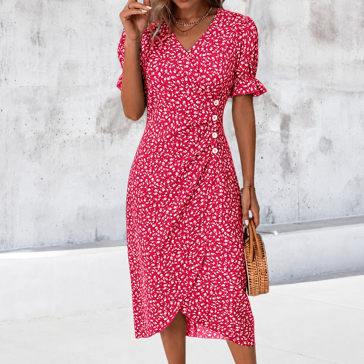 Gabriella - Stylish Floral Irregular Dress
