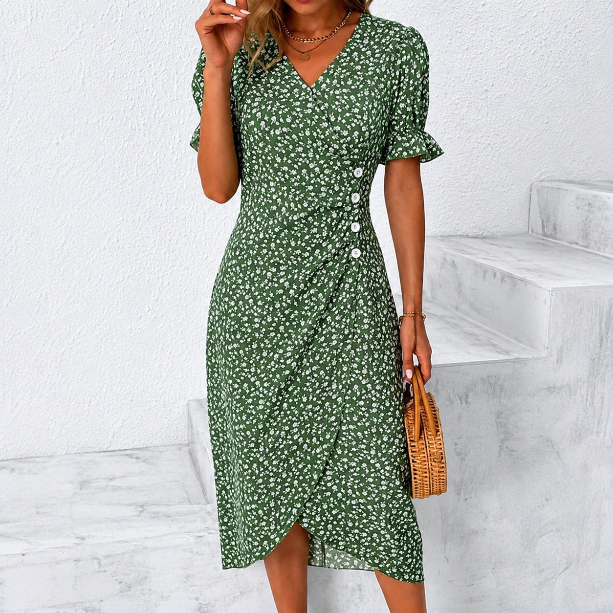 Gabriella - Stylish Floral Irregular Dress