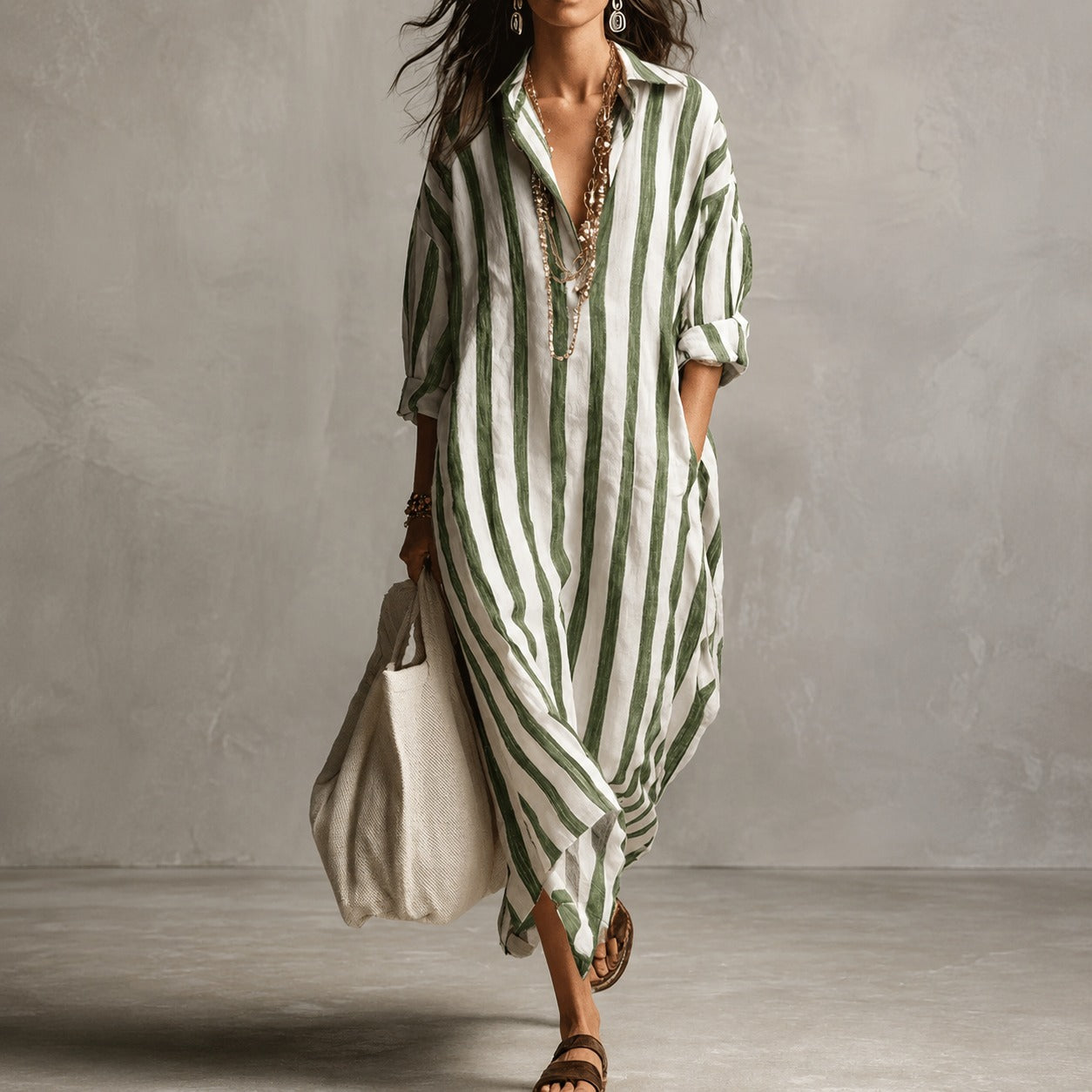 Elysia - Loose Long Sleeve Shirt Dress