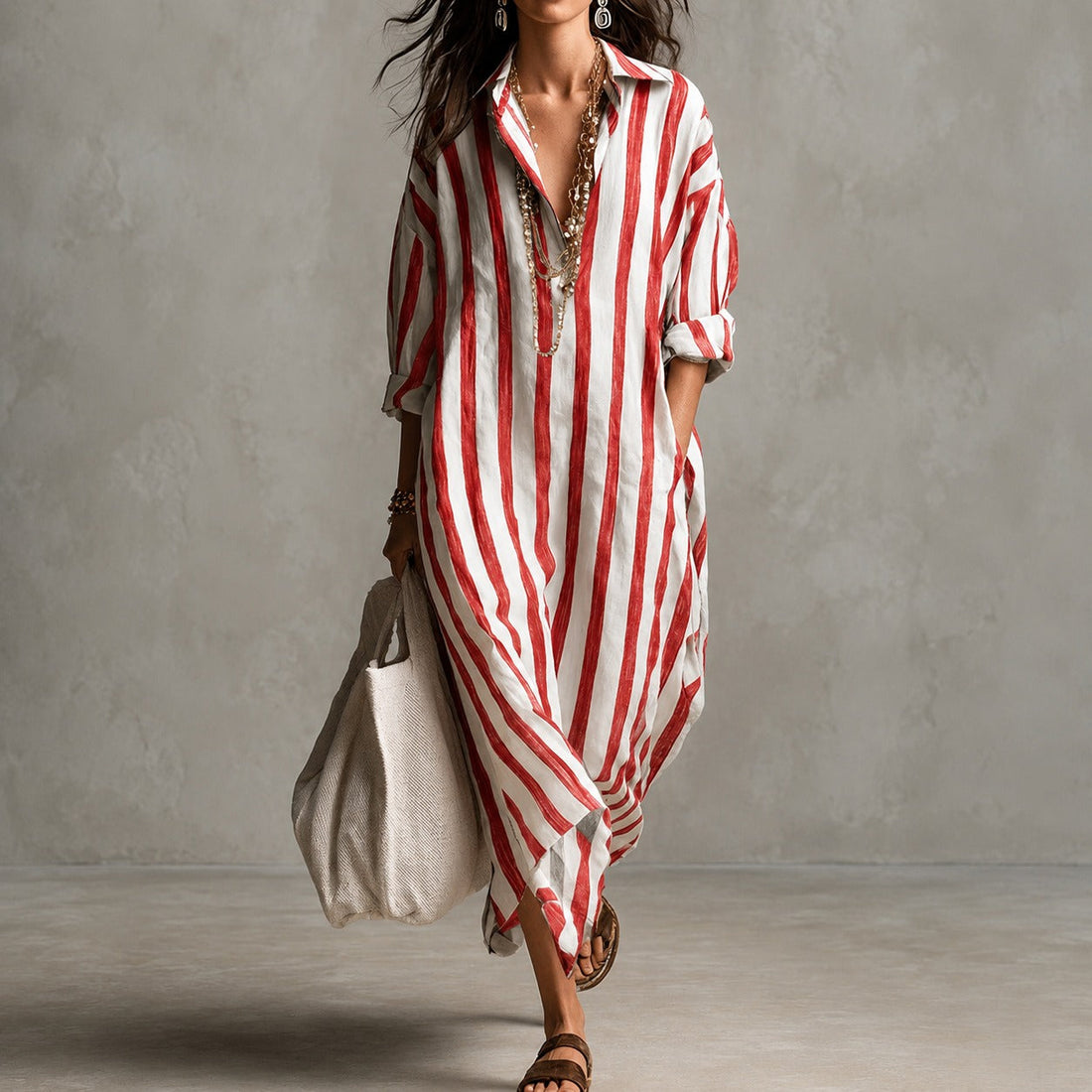 Elysia - Loose Long Sleeve Shirt Dress