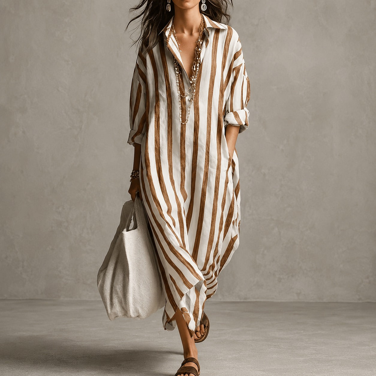 Elysia - Loose Long Sleeve Shirt Dress