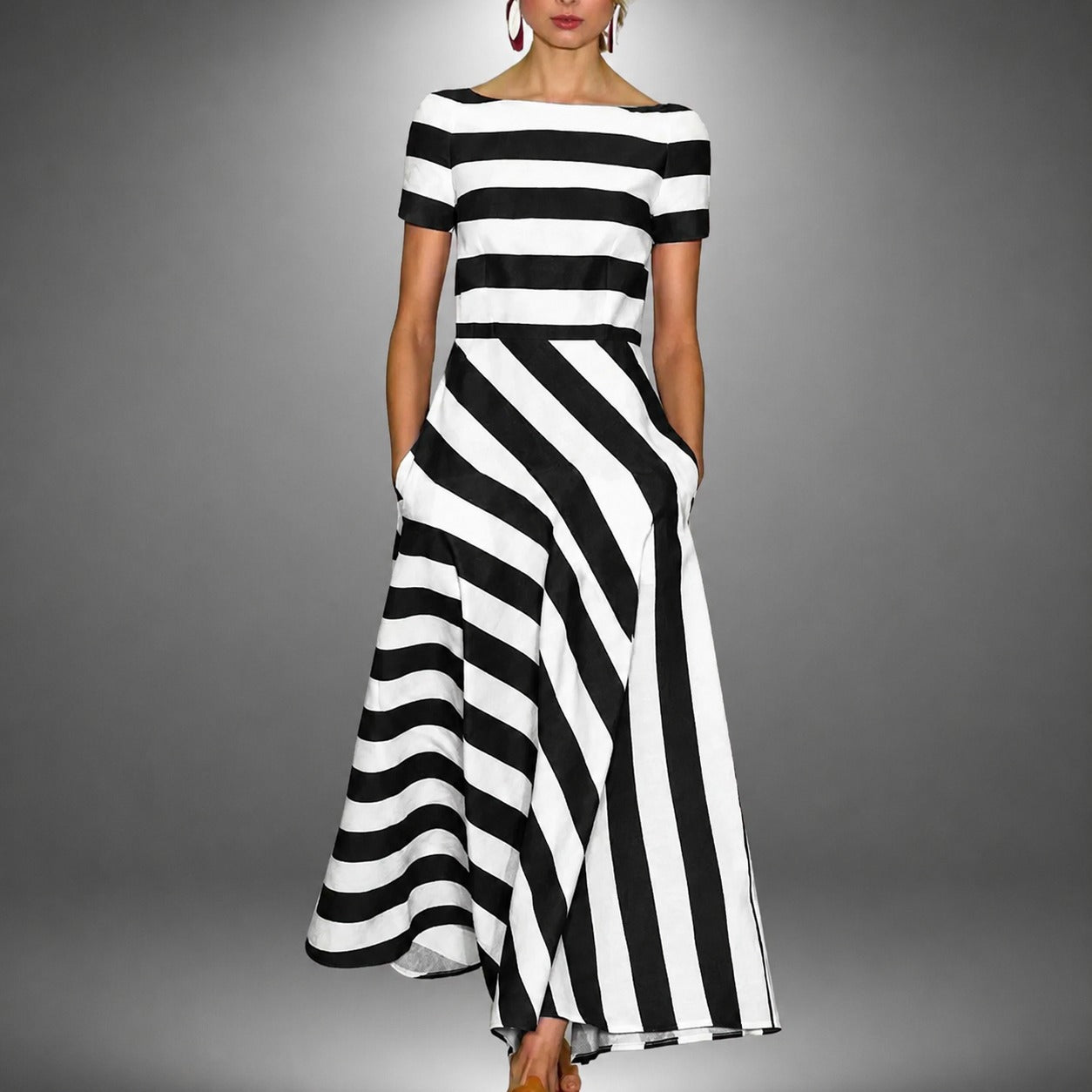 Darcie - Striped A-Line Maxi Dress