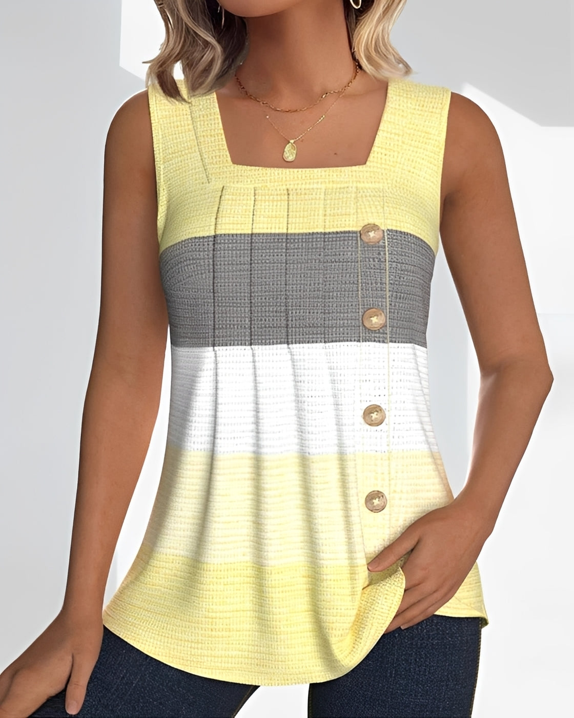 Grace - Loose Striped Pleated Tank Top
