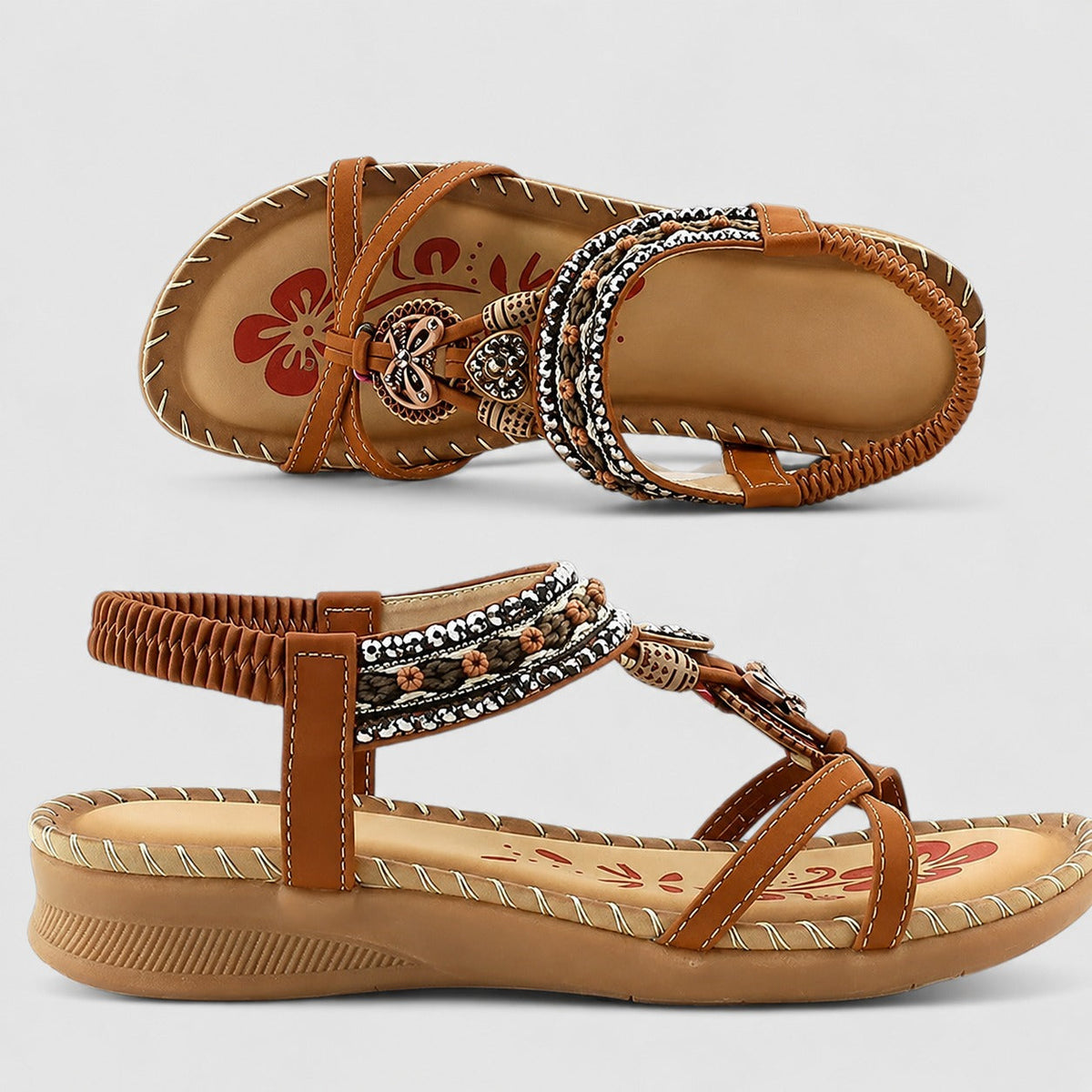 Eleanor - Stylish Rhinestone Flat Sandals