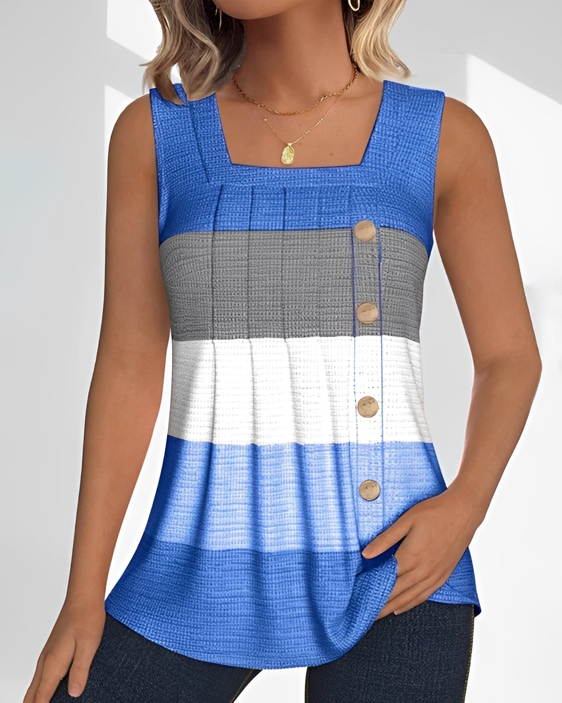 Grace - Loose Striped Pleated Tank Top