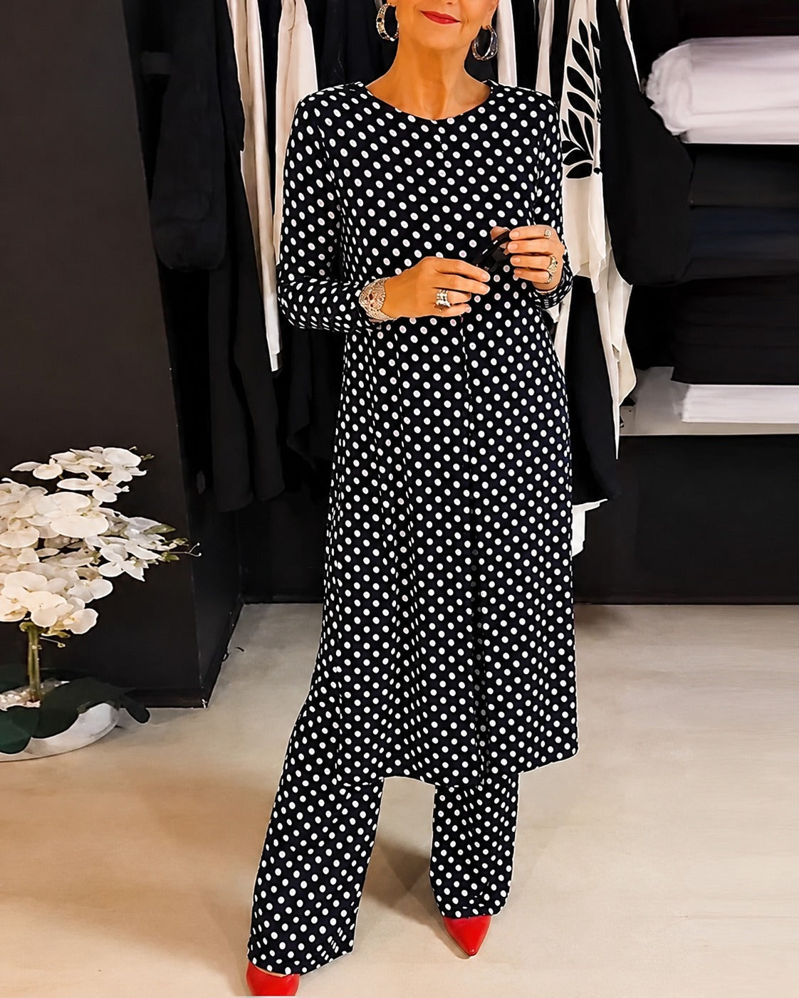 Diana - Stylish Polka Dot Slit Set