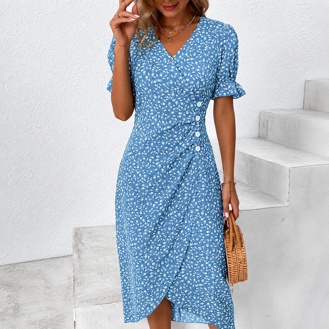 Gabriella - Stylish Floral Irregular Dress