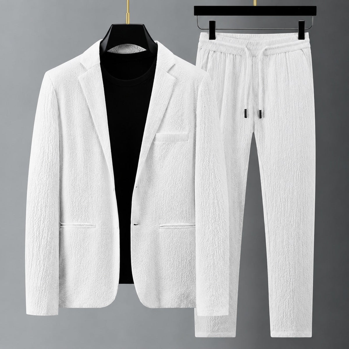 Men's Suit Set with Blazer and Jogging Pants - Relaxed Fit