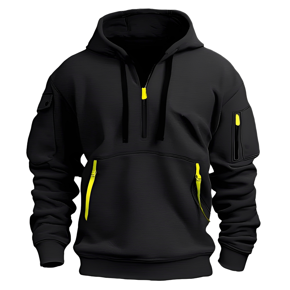 Norton - Robust hoodie with half zipper