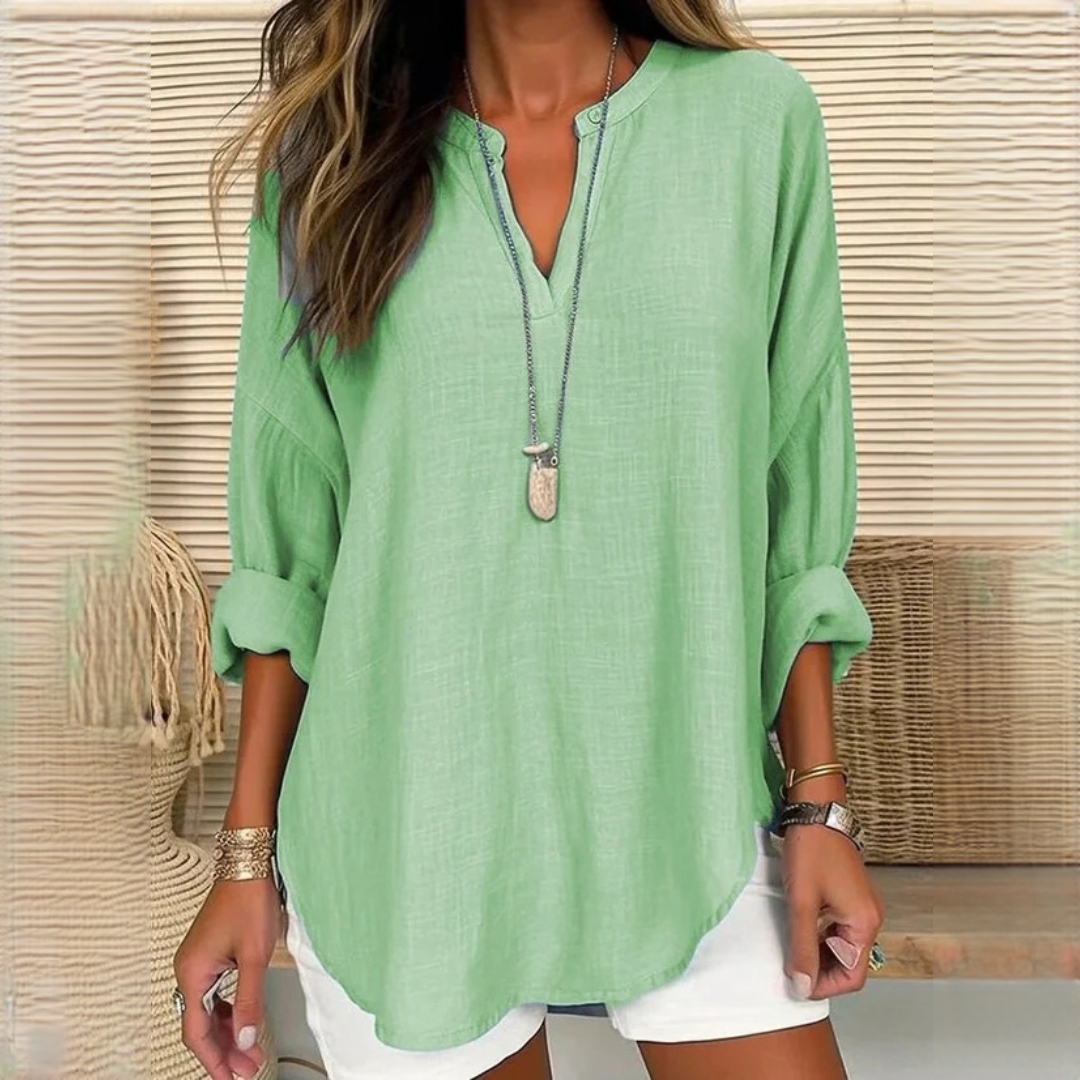 Eliza - Easygoing long-sleeve blouse with V-neck