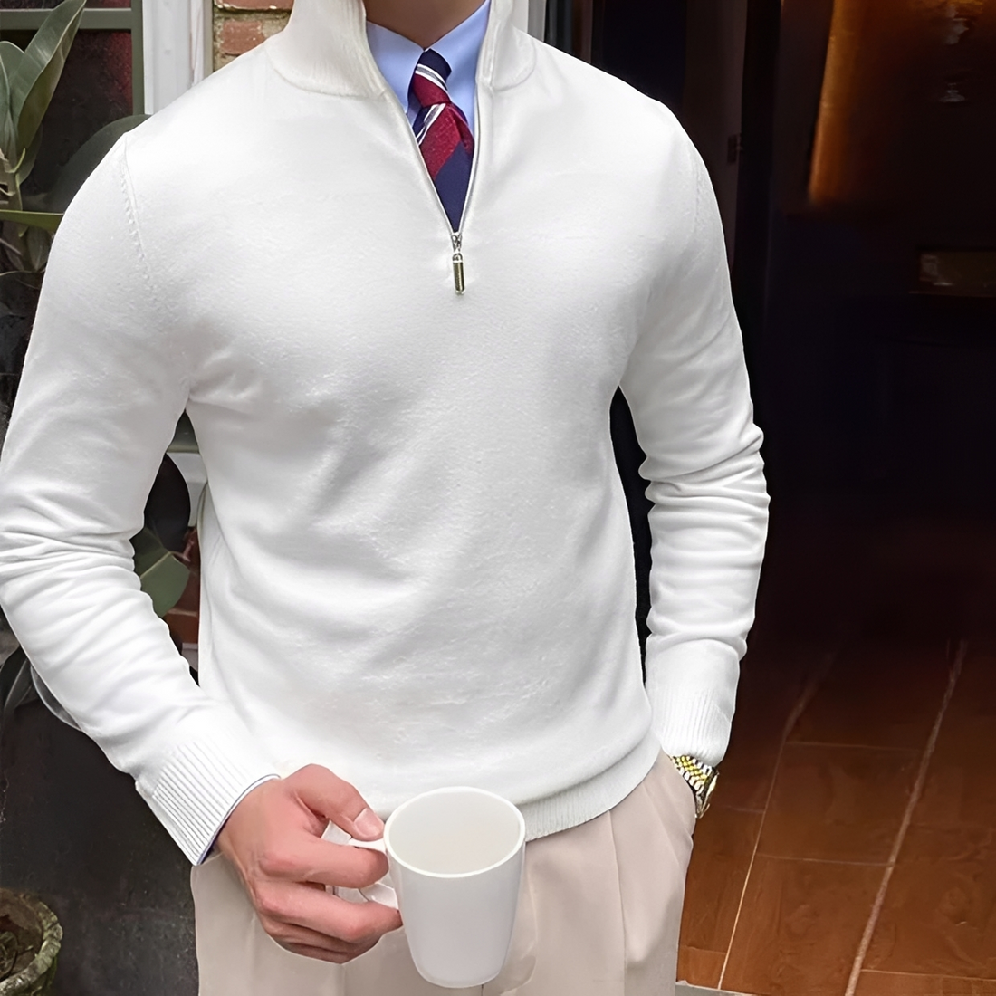 Sean - Cozy sweater with half zipper
