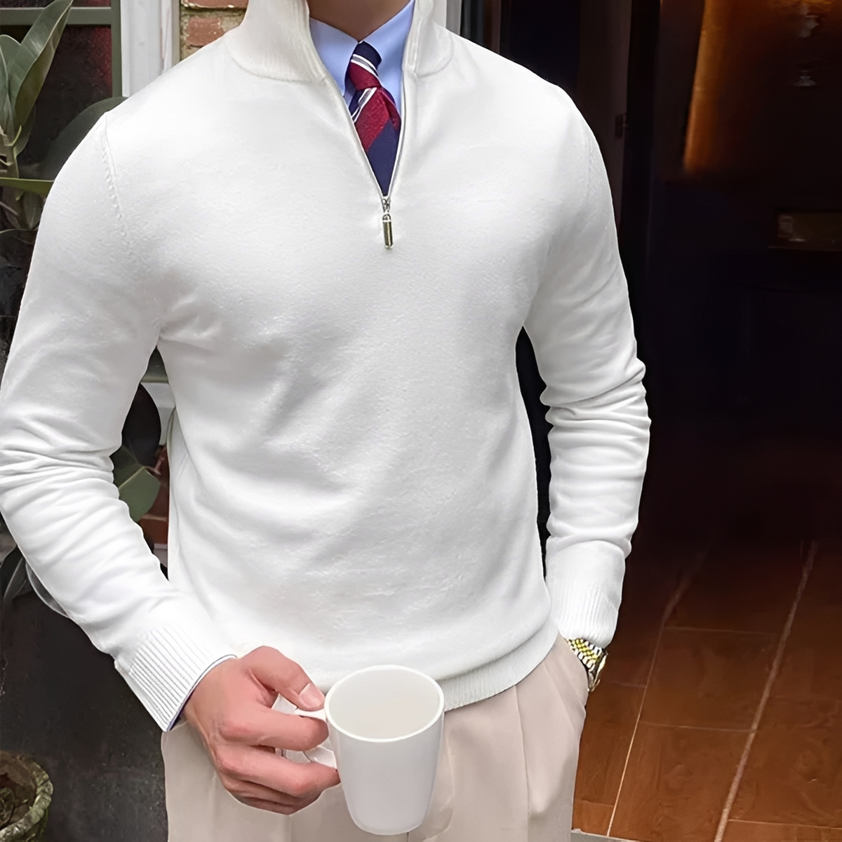 Sean - Cozy sweater with half zipper