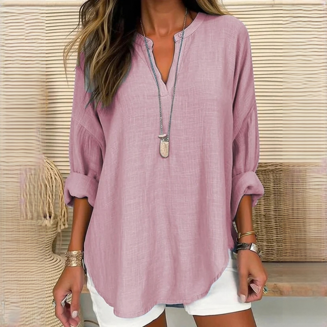 Eliza - Easygoing long-sleeve blouse with V-neck
