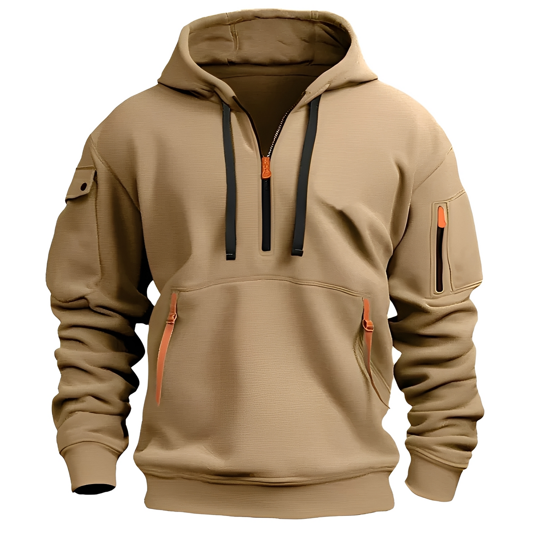 Norton - Robust hoodie with half zipper