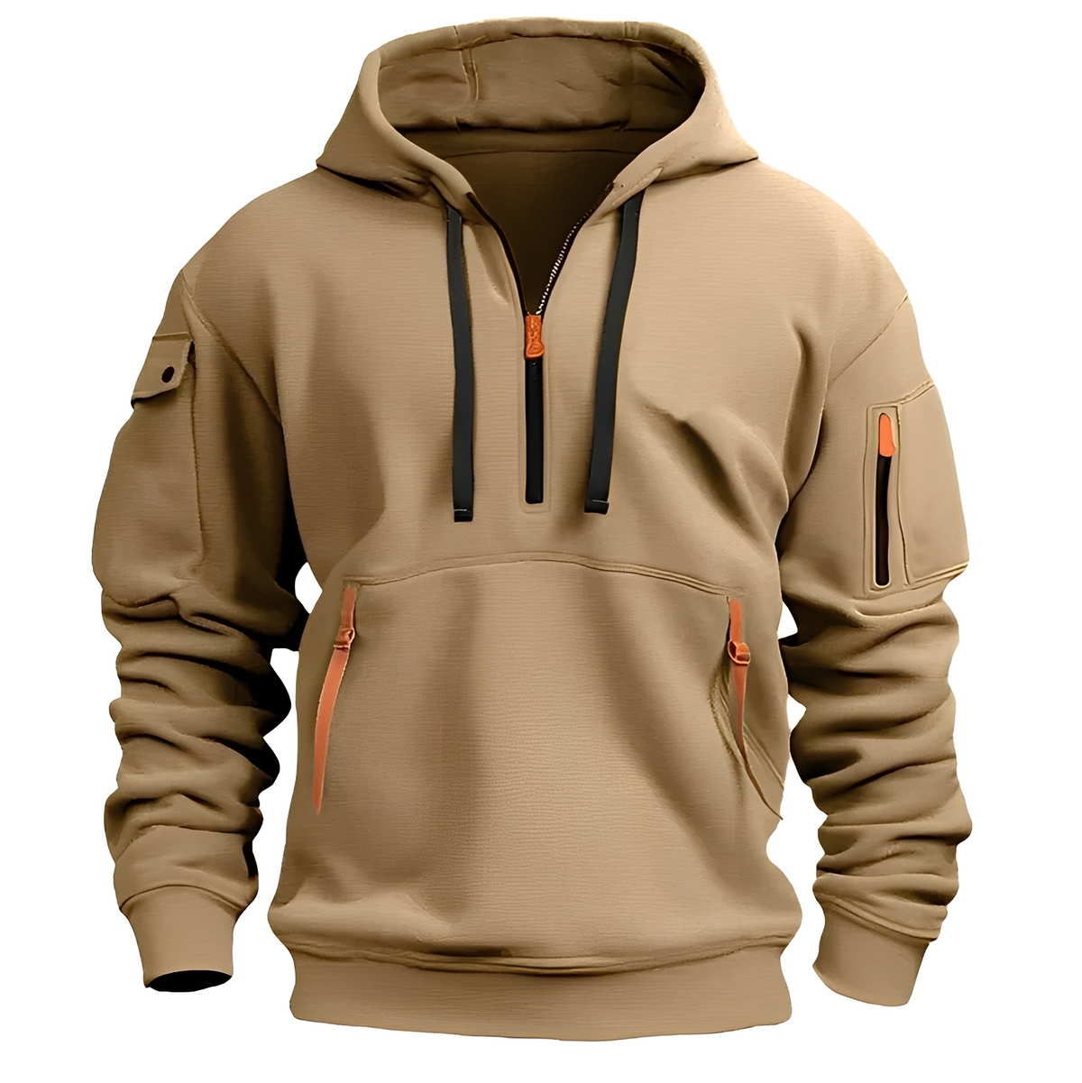 Norton - Robust hoodie with half zipper