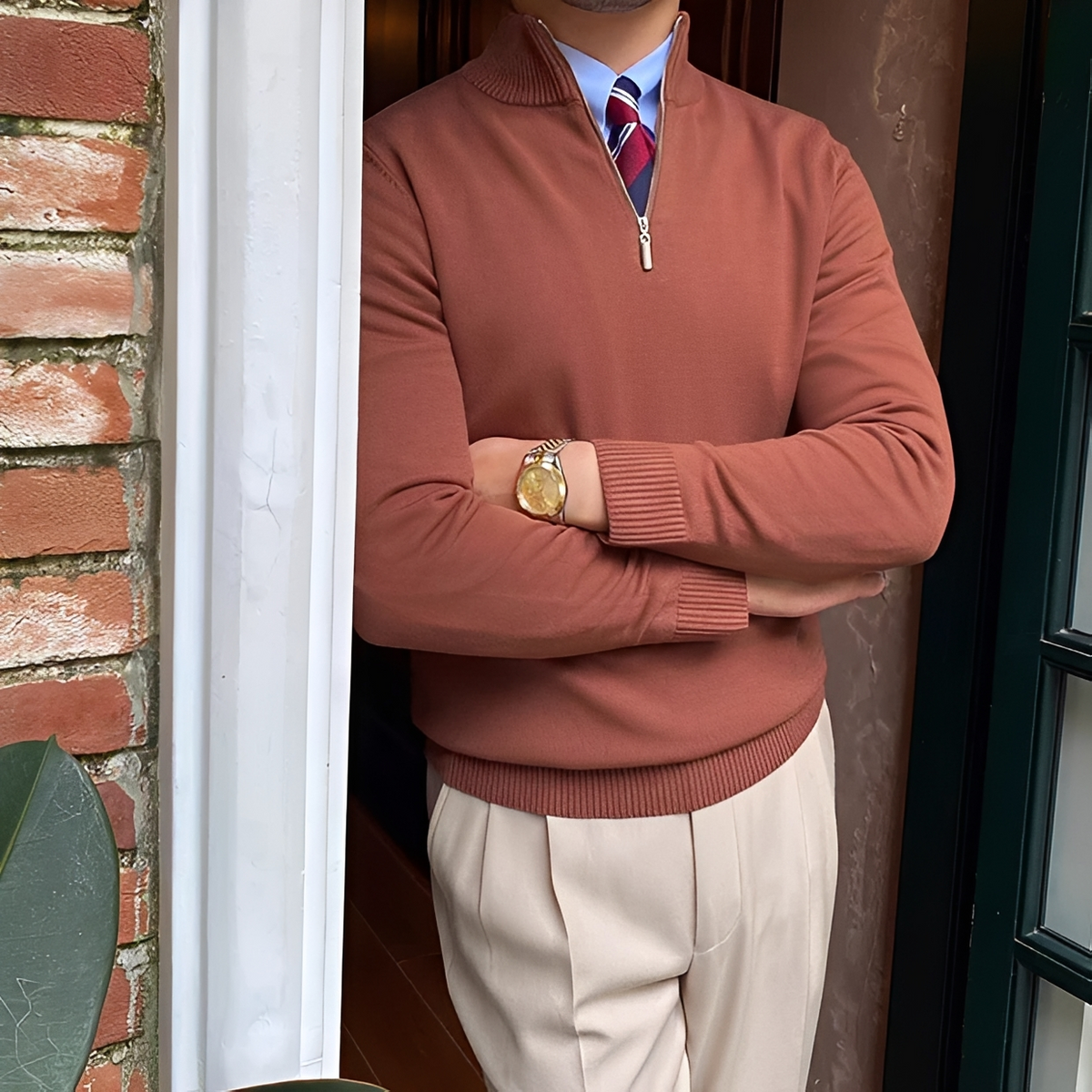 Sean - Cozy sweater with half zipper