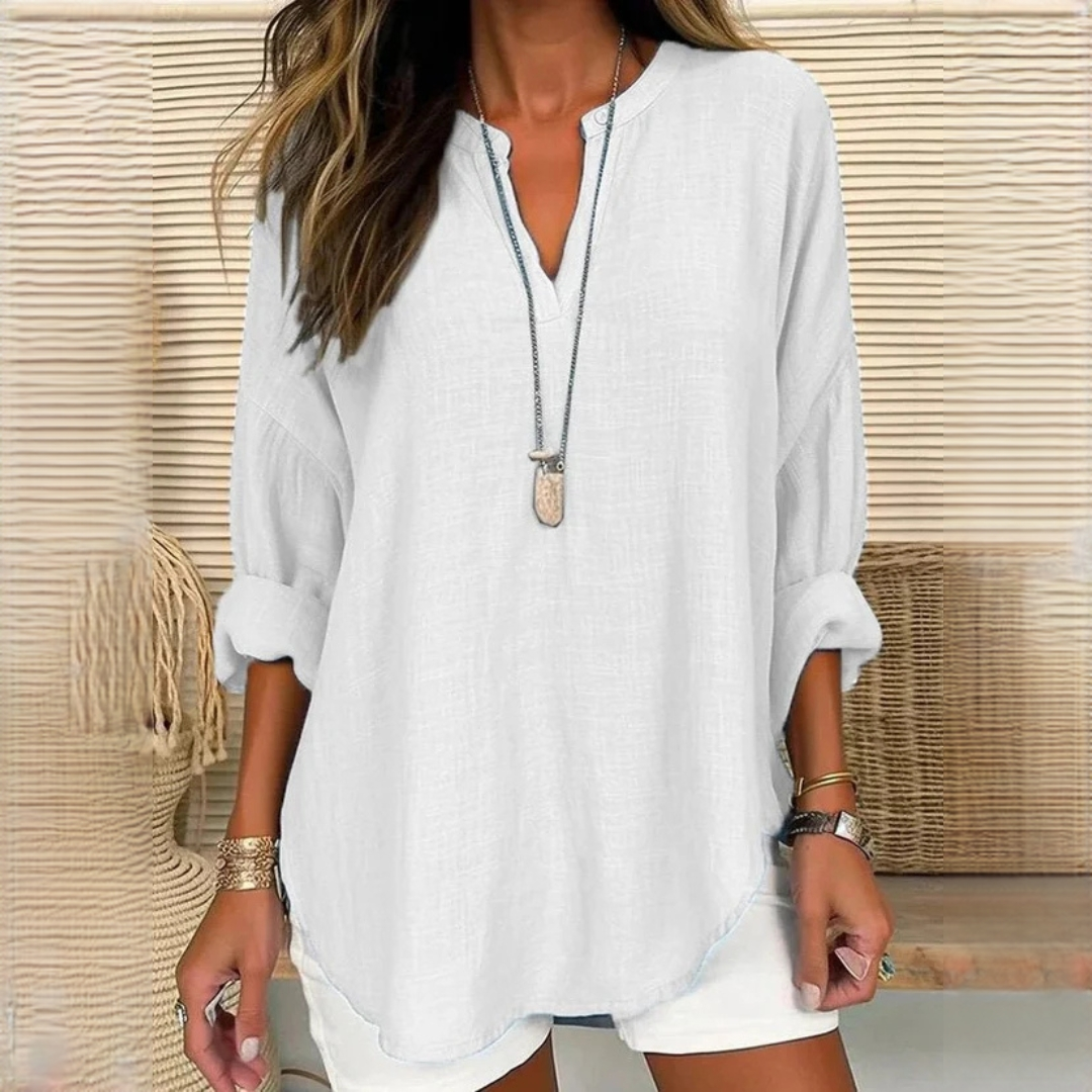 Eliza - Easygoing long-sleeve blouse with V-neck
