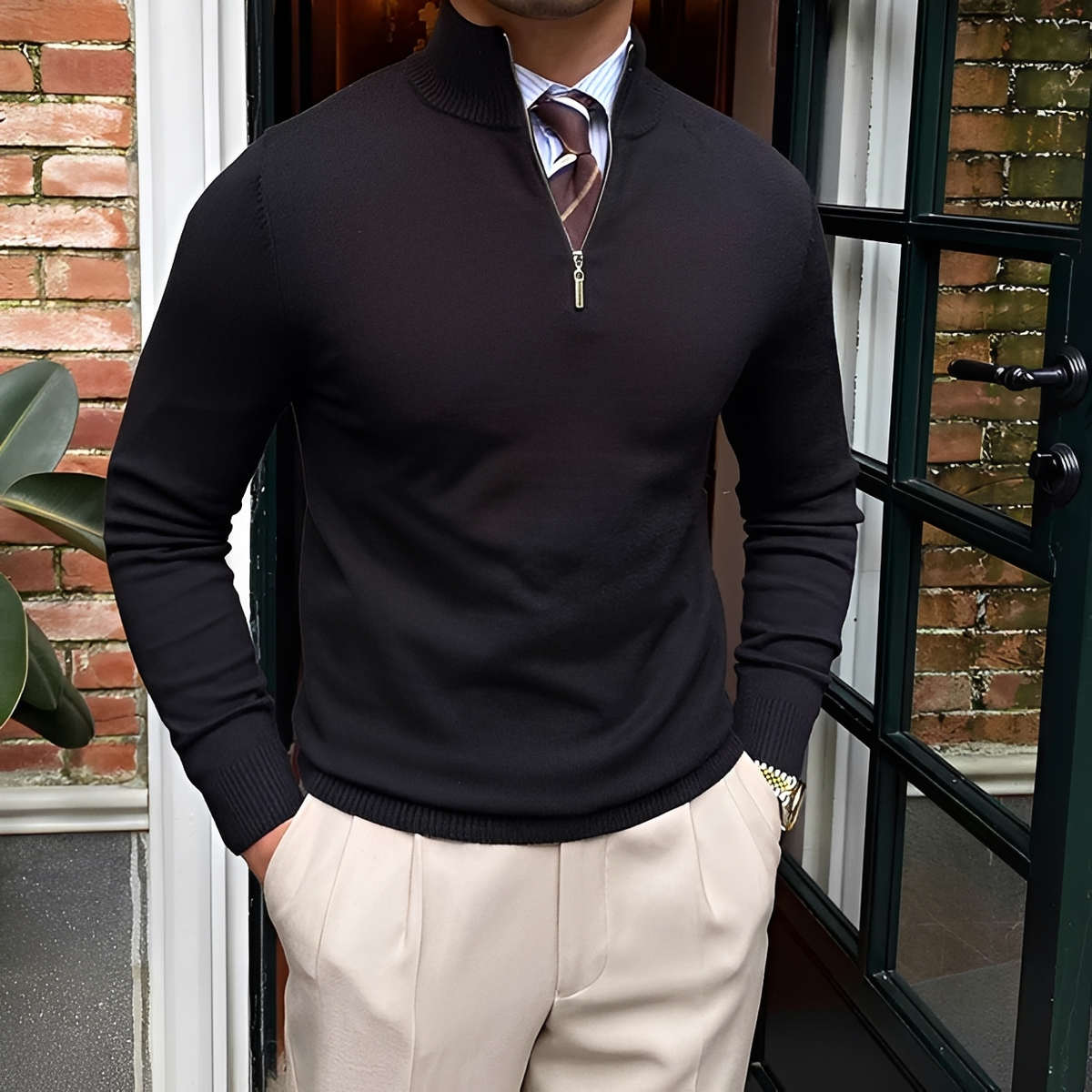 Sean - Cozy sweater with half zipper